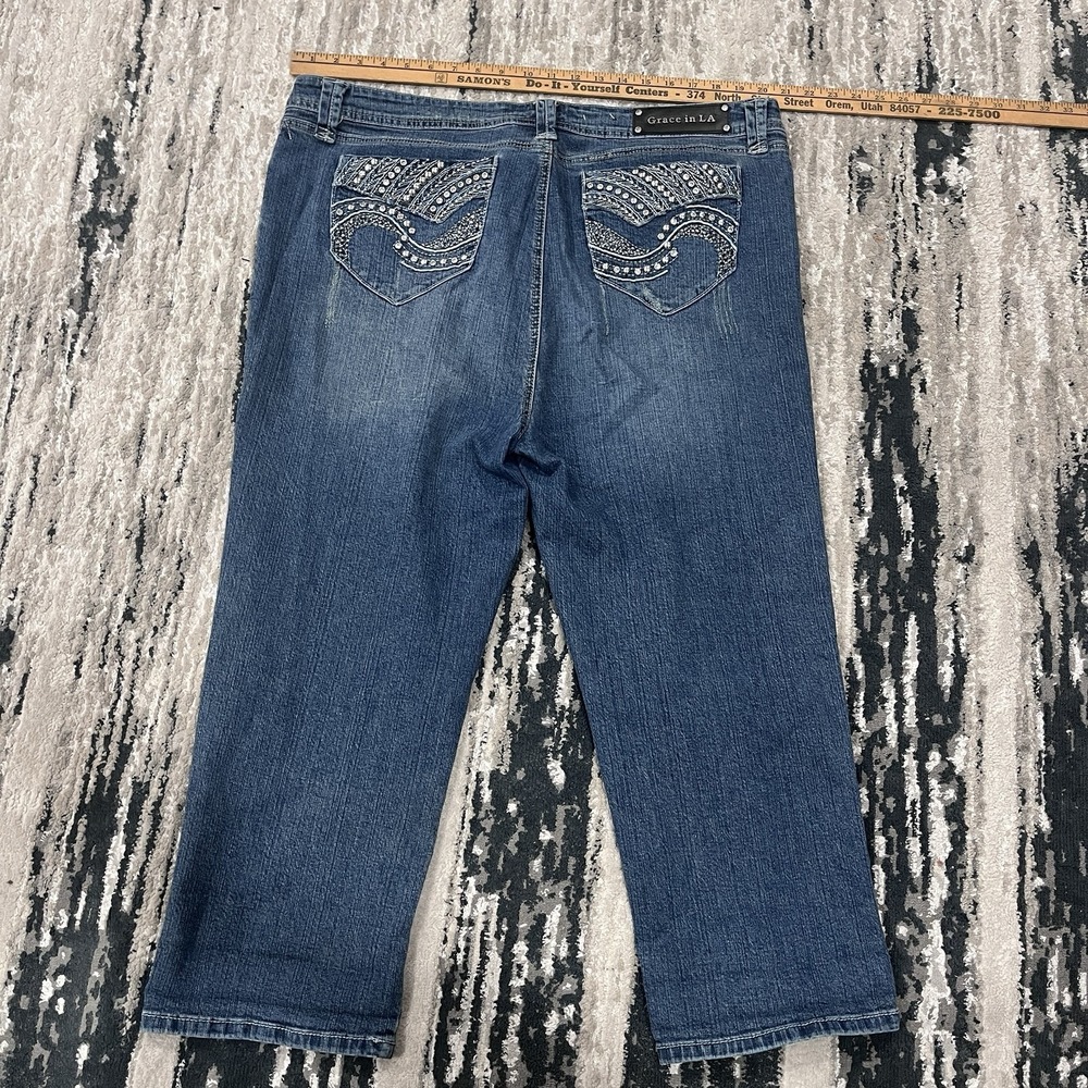 Grace in La Women's Blue Denim Jeans,‎ Boot Cut, Medium Wash Size 3XL